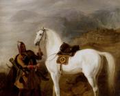 威廉 艾伦 : A Circassian chief preparing his stallion